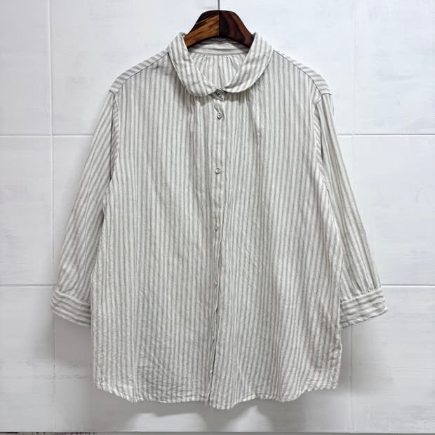 스트라이프 둥근카라 모리걸 블라우스 JPN