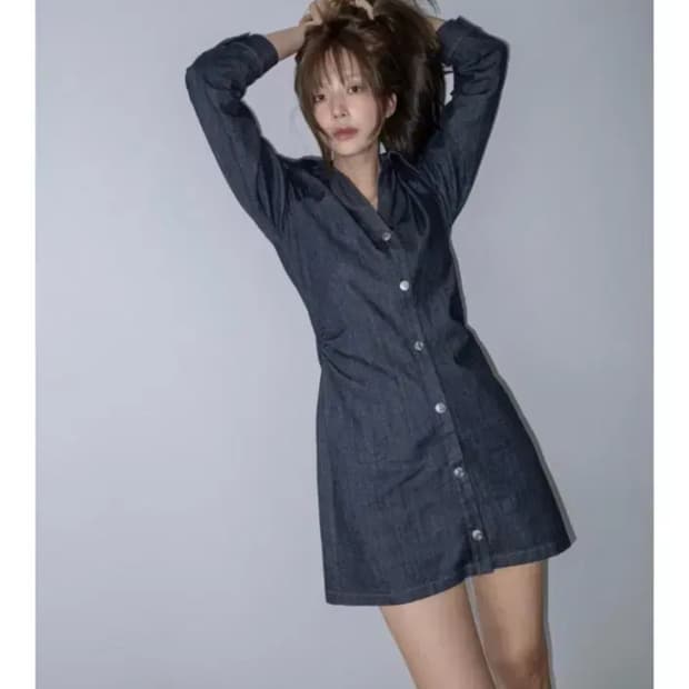 ZARA 자라 셔츠스타일 데님 미니원피스 xs