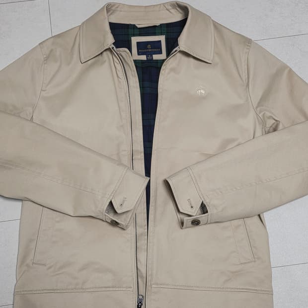 브룩스브라더스 코튼 자켓 남성 S 베이지 블루종 바라쿠다 바이스윙 해링턴
