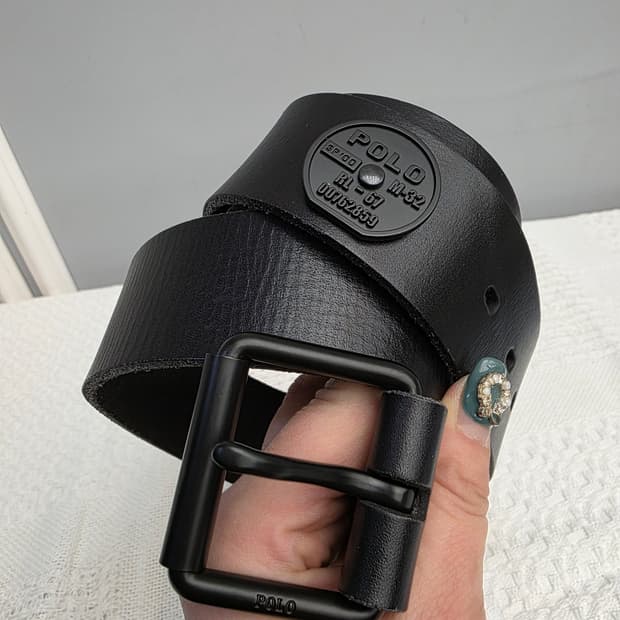 폴로 랄프로렌 디스크 블랙 레더 벨트
