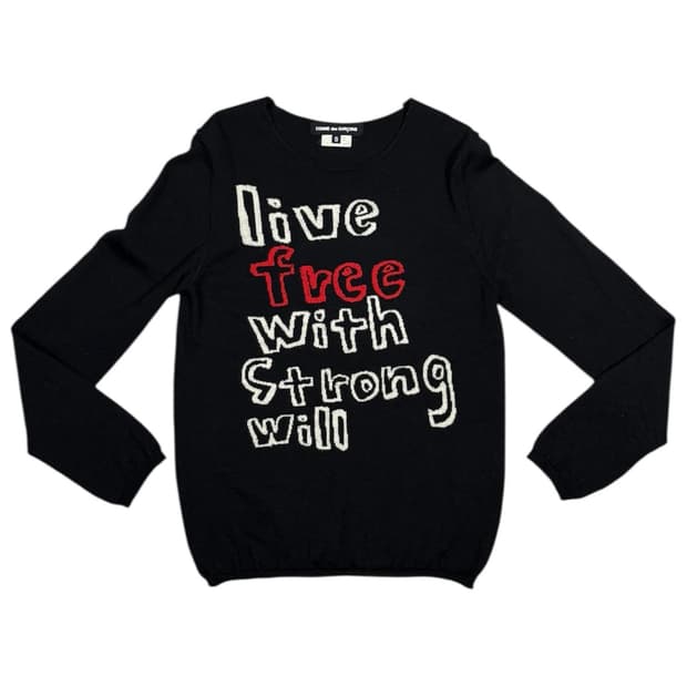 2015 꼼데가르송 자유로운 삶 강인한 의지 울 니트 스웨터