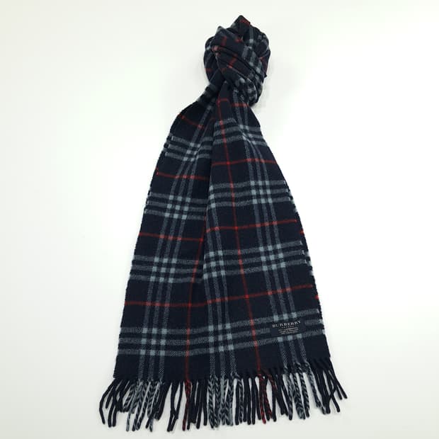 MX278 버버리 다크네이비 노바체크 램스울 목도리 머플러