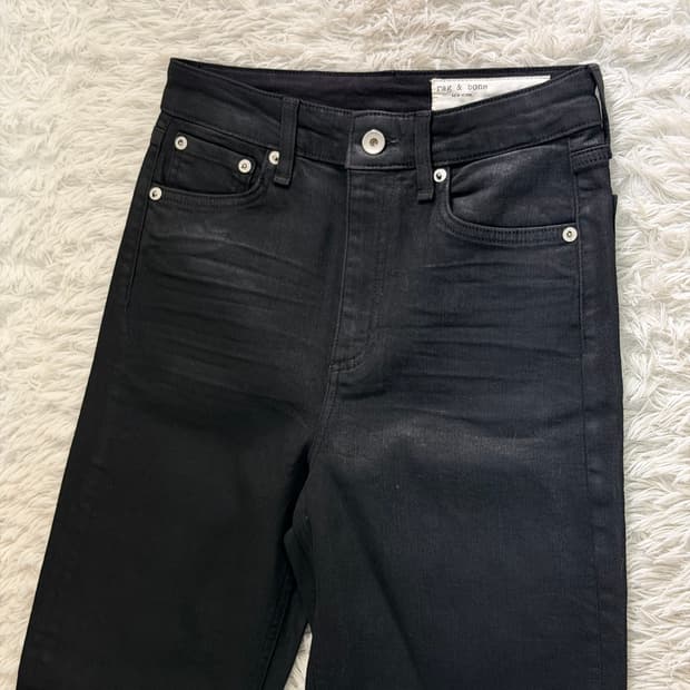 랙앤본 rag & bone 코티드 블랙 시가렛 데님 팬츠