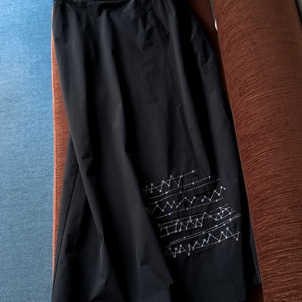 Washed nylon fabric design rework skirt