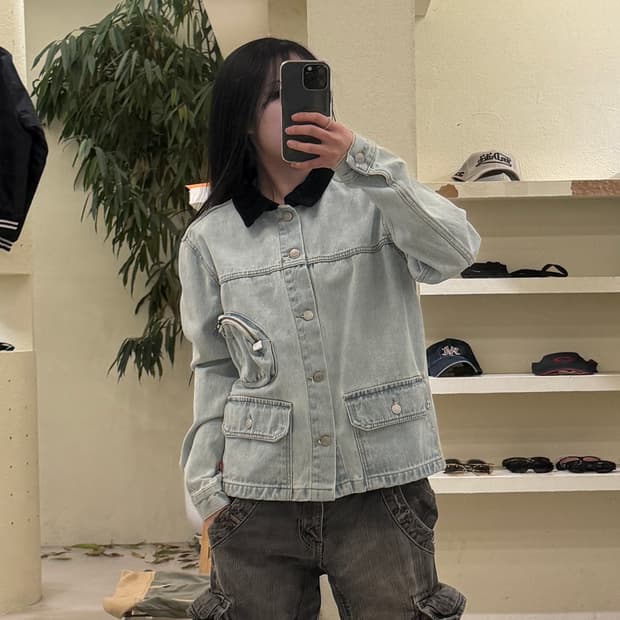 예스아이씨 코듀로이 넥 데님 자켓 U249