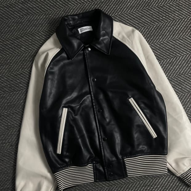 파르티멘토 버핑레더 배색 봄버 자켓 y 3506