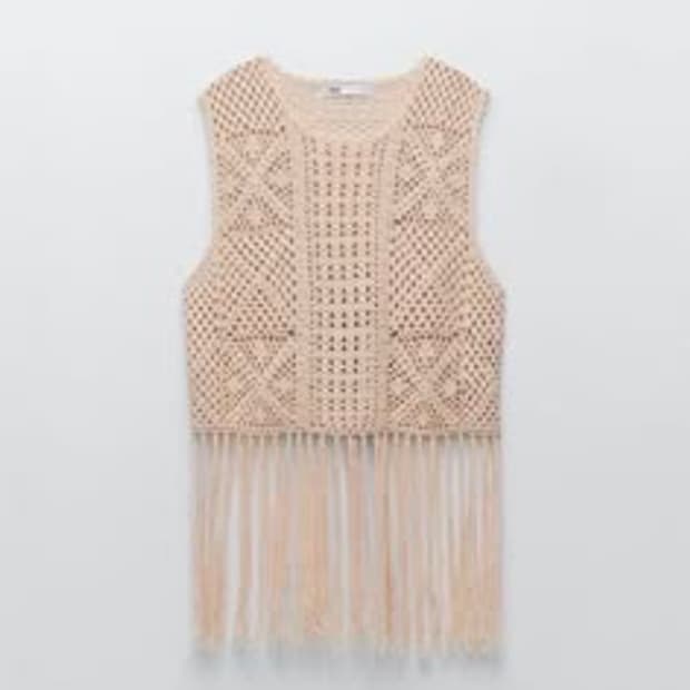 자라 크로셰 태슬 프린지 베스트 XS-S