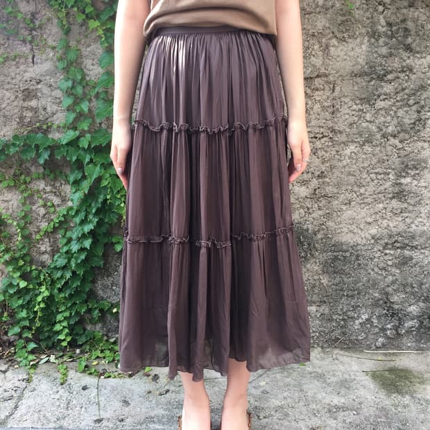 Frill detail pleats skirt