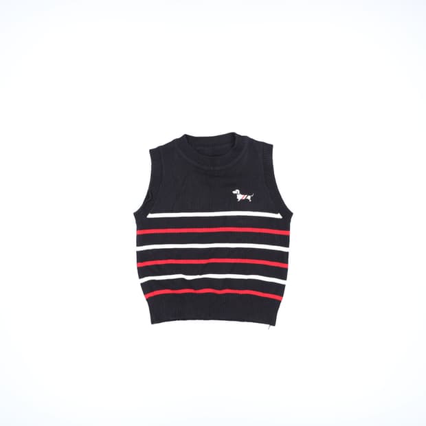 [44정도] 빈티지 여성 스트라이프 니트조끼 1217H1