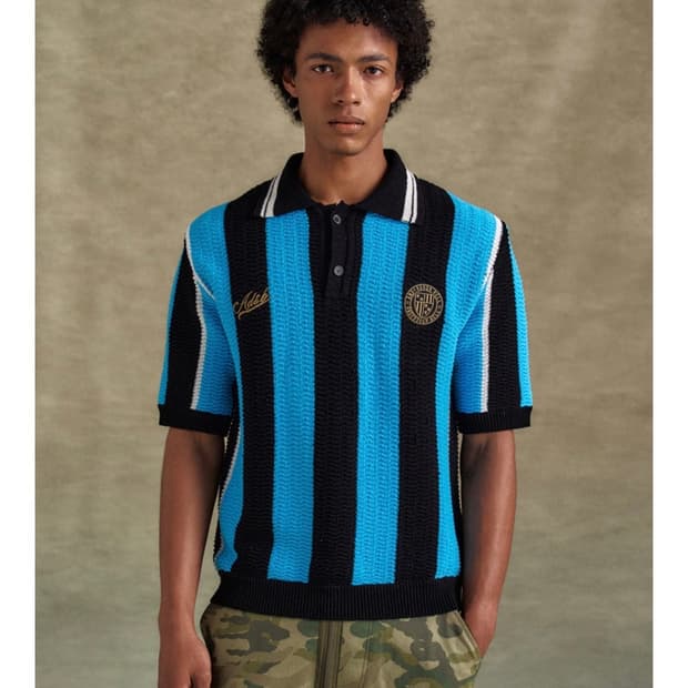 앤더슨벨 스트라이프 사커 폴로 스웨터