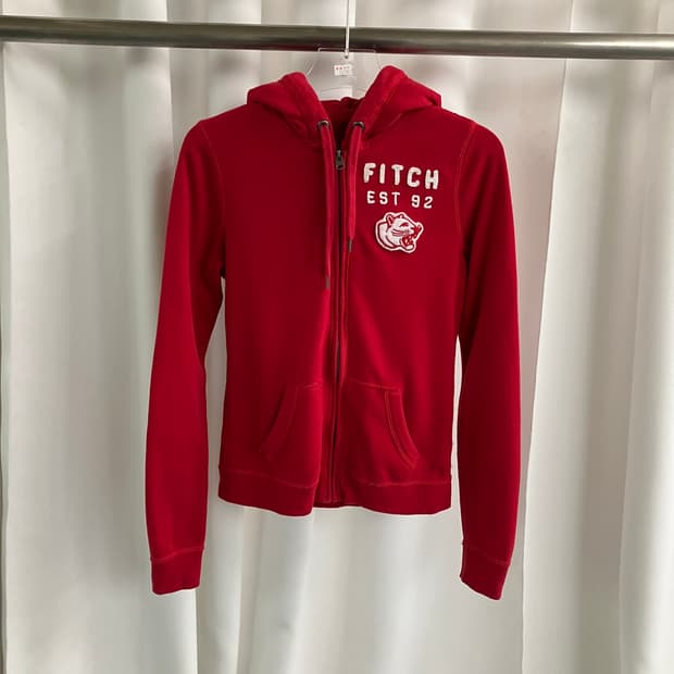 아베크롬비 레드 후드집업 S