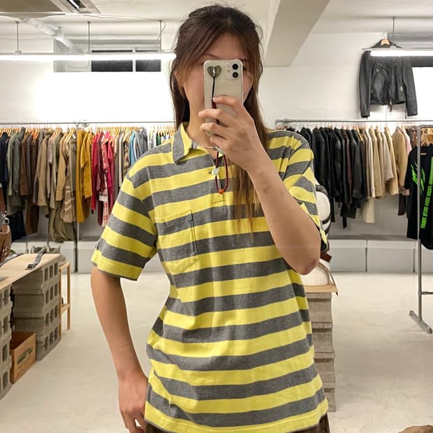 BEAMS stripe collar t-shirts