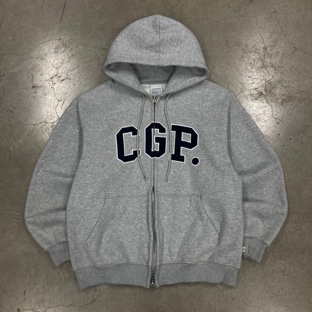 코드그라피 그레이 컬러 빅로고 후드 집업