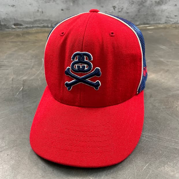 00s 스투시 SS 스컬 매쉬캡