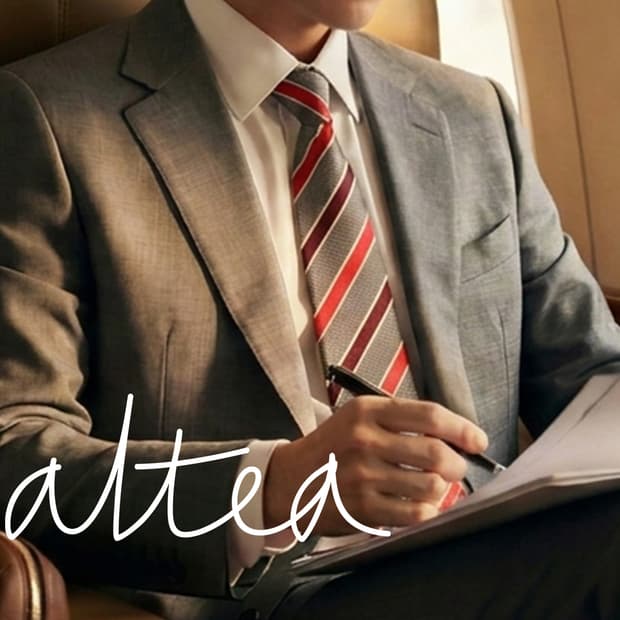 알테아 실크 그레이 스트라이프 넥타이 8.7cm A+등급 G12