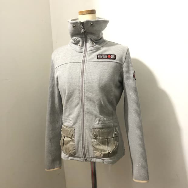 빈티지 EXR 하이넥 니트 그레이 집업