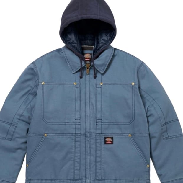 슈프림 x 디키즈 후드 워크 자켓 라이트 블루