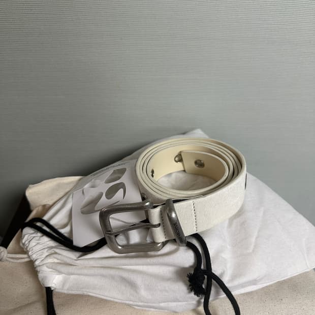 9999아카이브 카우하이드 벨트 화이트 와이드