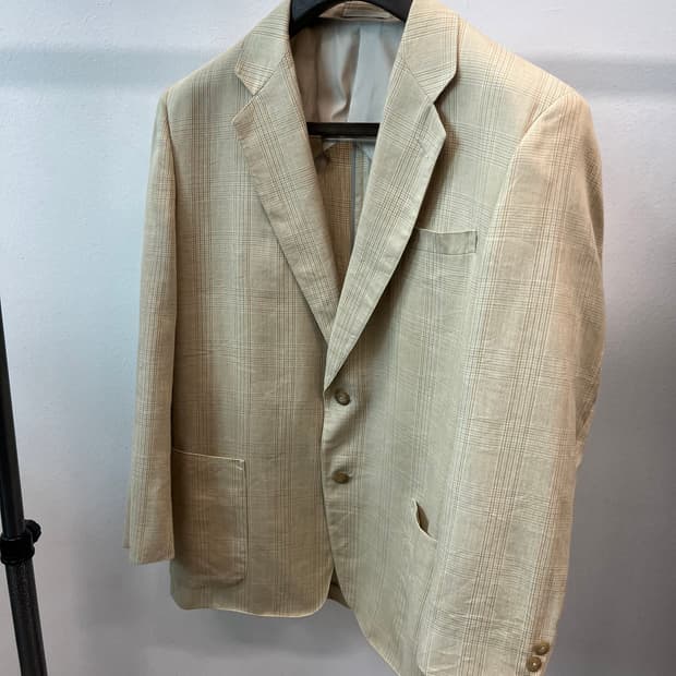 100-105) 버버리 체크 린넨자켓 