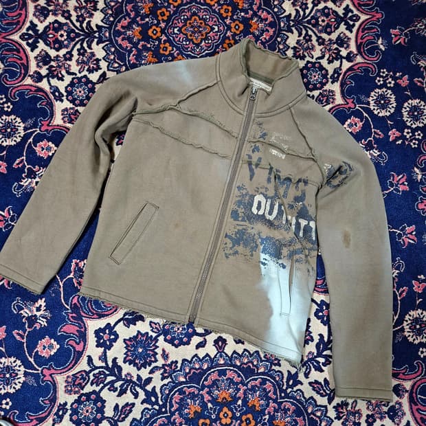 빔즈아웃피터스 y2k 빈티지 워시드 패인팅 집업 기모자켓 