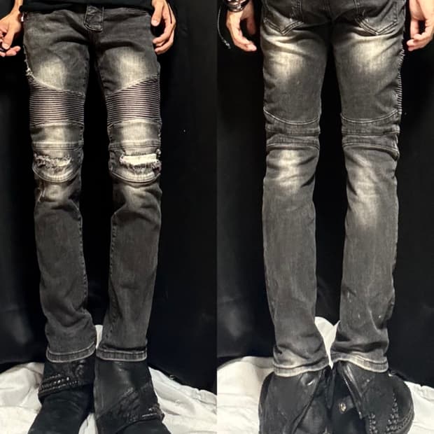 “Unknown” Black Distressed Biker Pants