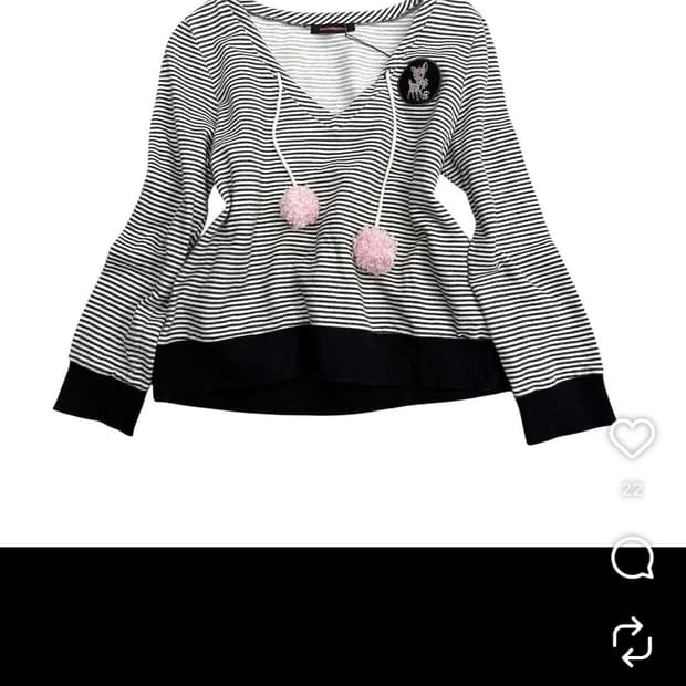 미코하우스 미라이클럽 빈티지 폼폼 스트라이프 긴팔 티셔츠