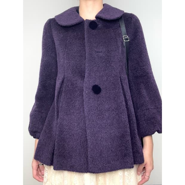 빈티지 하프 코트 알파카 모헤어 울 자켓