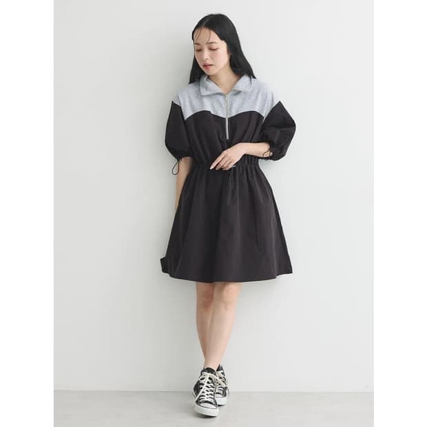 어스뮤직앤이콜로지 하프집 미니원피스