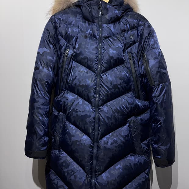 스파이더 카모플라쥬 구스 롱패딩 네이비 L