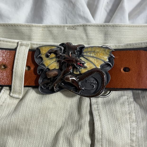 90s usa boris vallejo 드래곤 버클 레더 벨트 판타지