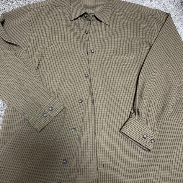 프랑스명품 LANCEL 린넨 혼방 체크셔츠 사이즈 105~110