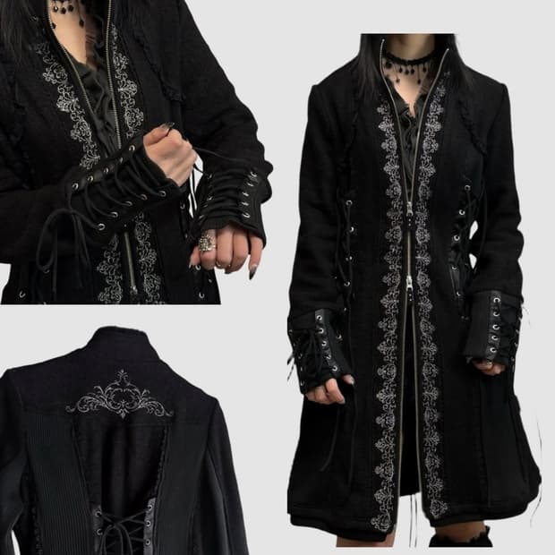 Ozz on Lace Detail Wool Coat