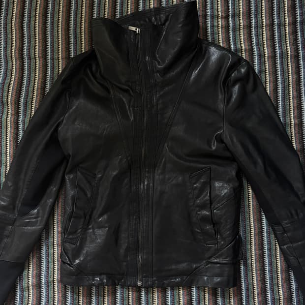 코데즈컴바인 하이넥 램스킨 레더 자켓