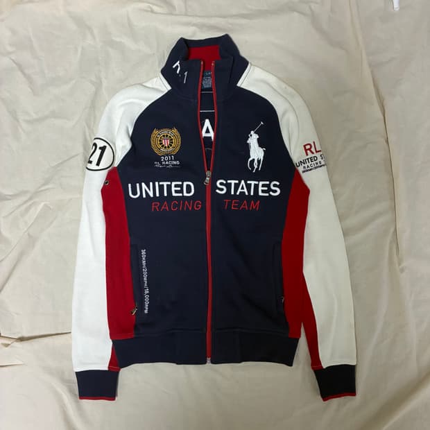 폴로 빅포니 성조기 레이싱 트랙 니트집업 s