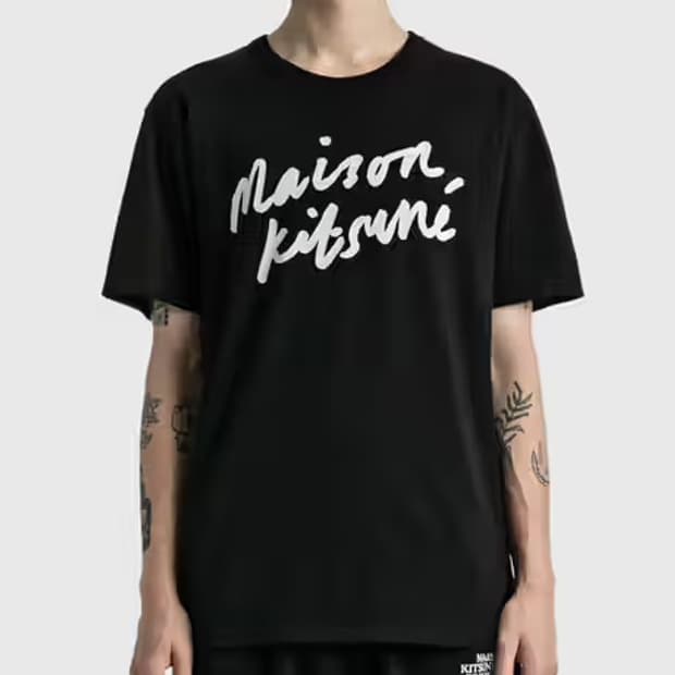 [L] 메종키츠네 핸드라이팅 반팔티 네이비