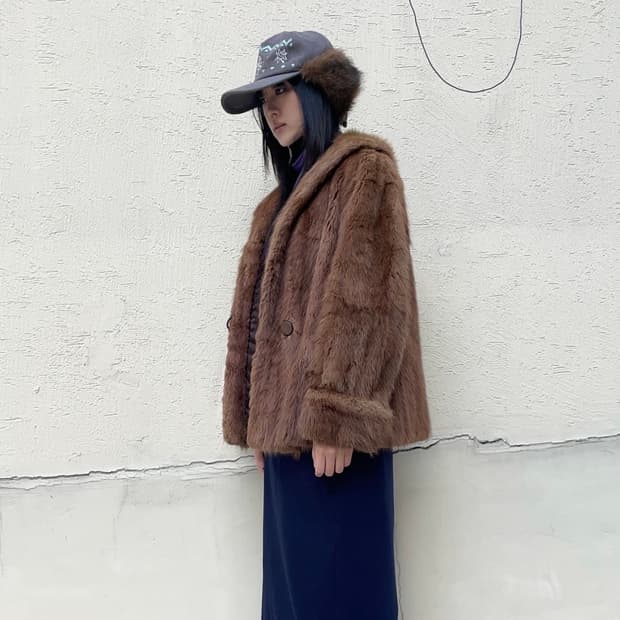 Classic brown plush fur coat