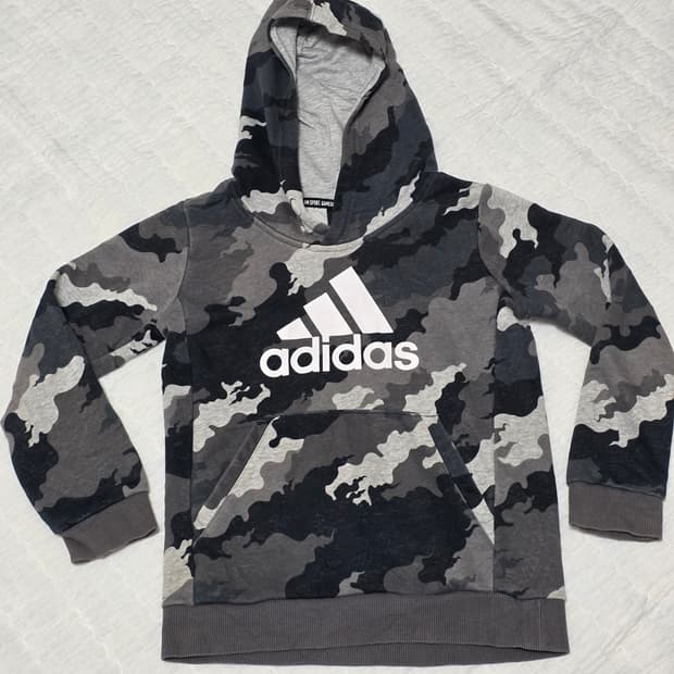 아디다스 빈티지) 카모 빅로고 후드티