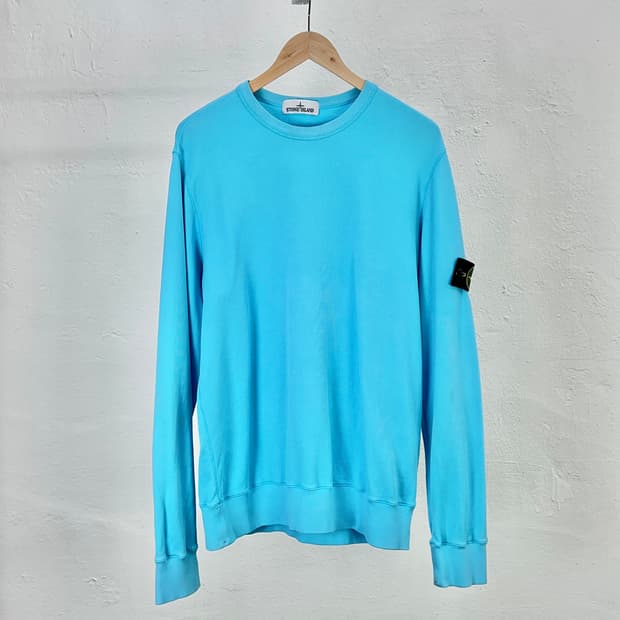 스톤 아일랜드 터쿼즈 와펜 크루넥 씬 니트