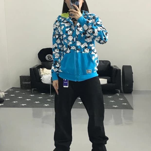 베이비돌 미키마우스 블루 후드집업