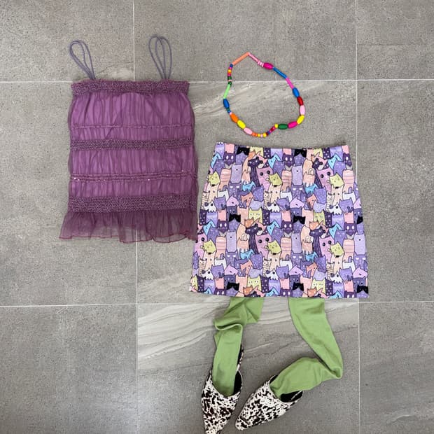Violet chiffon ruffle lace sleevless