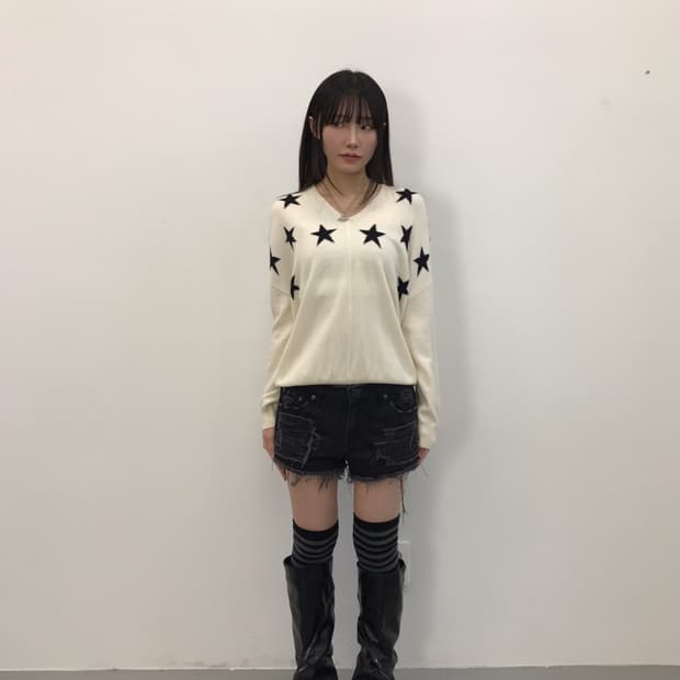 Jpn Ivory Wool Stars Sweaters