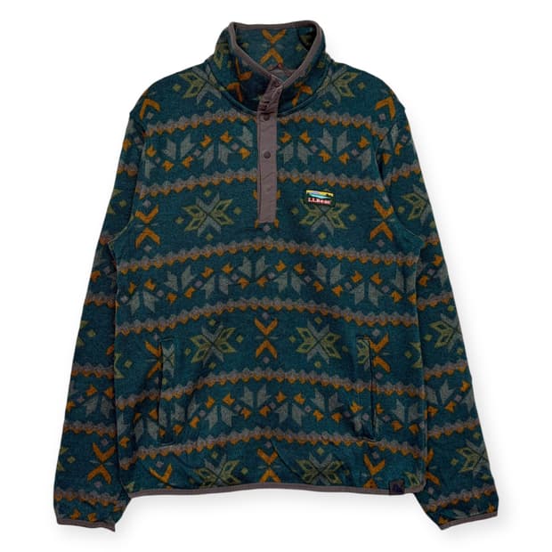 엘엘빈 패턴 플리스 후리스 스냅티 티셔츠