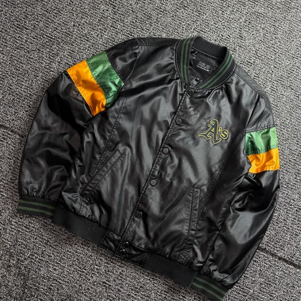 MLB 오클랜드 에슬레틱 사틴 바시티 자켓 3107