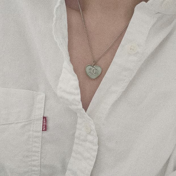 샤넬 벌룬 하트 빈티지 업사이클링 목걸이