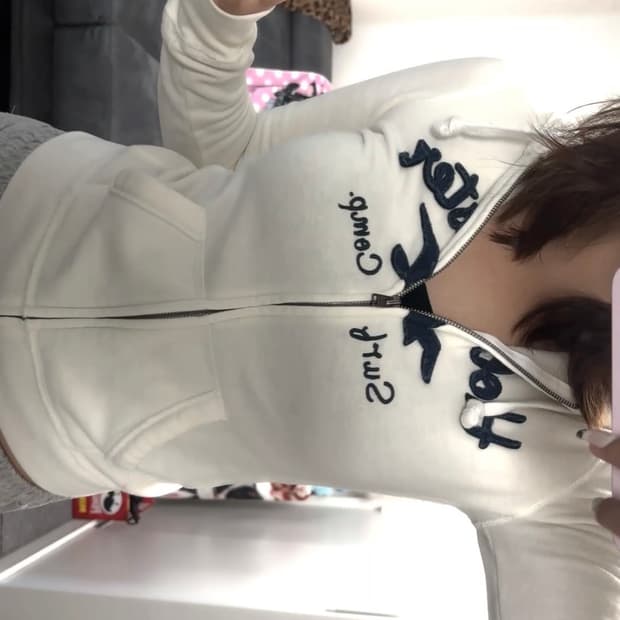 홀리스터 딱붙 화이트 후드집업