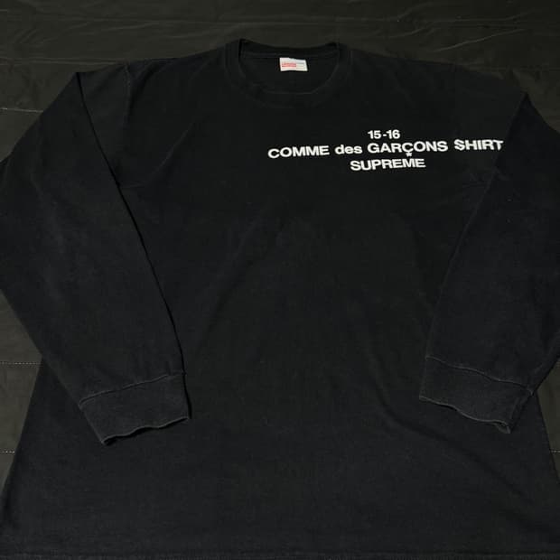 슈프림 x 꼼데가르송 셔츠 15-16 롱슬리브 블랙 (L)