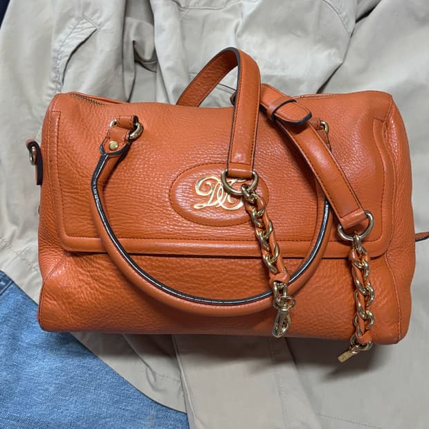 vintage orange daks leather dote bag