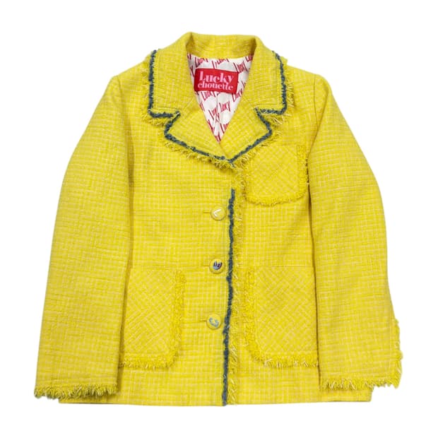 럭키슈에뜨 옐로우 트위드 자켓 36