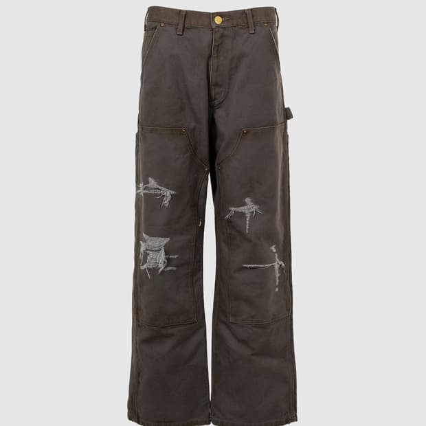 S,M)카미야 kamiya 보로 덕 페인트 팬츠 그레이