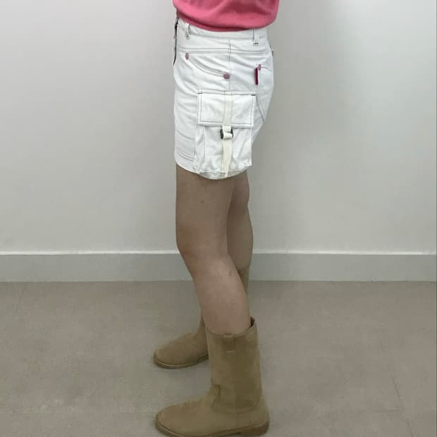 빈티지 카고 배색 미니 스커트